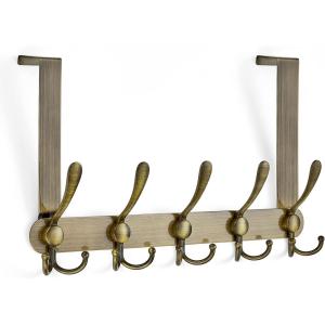 imageRavinte 2 Pack Over The Door Hanger with 10 Coat Hooks for Hanging Clothes Towels Accessories Wallets Blankets etc Heavy Duty Iron Gray Stainless SteelBronze
