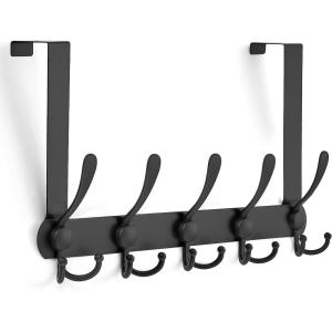 imageRavinte 2 Pack Over The Door Hanger with 10 Coat Hooks for Hanging Clothes Towels Accessories Wallets Blankets etc Heavy Duty Iron Gray Stainless SteelBlack