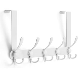 imageRavinte 2 Pack Over The Door Hanger with 10 Coat Hooks for Hanging Clothes Towels Accessories Wallets Blankets etc Heavy Duty Iron Gray Stainless SteelWhite