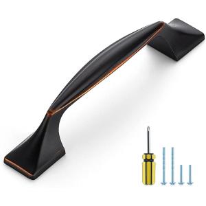 imageRavinte 10 Pack Cabinet Handles Oil Rubbed Bronze Cabinet Pulls 334 Inch Kitchen Curved Drawer Handles for Kitchen Cupboard Arch Pulls Square Foot Dresser Come with ScrewdriverOil Rubbed Bronze
