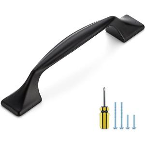 imageRavinte 10 Pack Cabinet Handles Oil Rubbed Bronze Cabinet Pulls 334 Inch Kitchen Curved Drawer Handles for Kitchen Cupboard Arch Pulls Square Foot Dresser Come with ScrewdriverMatte Black