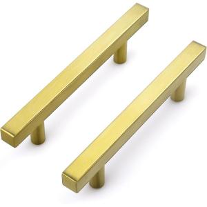 imageRavinte 30 Pack 6 Square Cabinet Pulls Matte Black Stainless Steel Kitchen Drawer Pulls Cabinet Handles 6Length 334 Hole CenterBrushed Brass