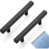 imageRavinte 30 Pack 3 Inch Cabinet Pulls Brushed Nickel Sqaure Kitchen Cabinet Handles Silver Cabinet Hardware Stainless Steel Drawer Pulls 5 Inch Overall Length with Mounting TemplateBlack
