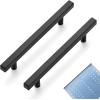imageRavinte 30 Pack 3 Inch Cabinet Pulls Brushed Nickel Sqaure Kitchen Cabinet Handles Silver Cabinet Hardware Stainless Steel Drawer Pulls 5 Inch Overall Length with Mounting TemplateBlack