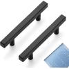 imageRavinte 30 Pack 3 Inch Cabinet Pulls Brushed Nickel Sqaure Kitchen Cabinet Handles Silver Cabinet Hardware Stainless Steel Drawer Pulls 5 Inch Overall Length with Mounting TemplateBlack