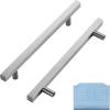 imageRavinte 30 Pack 3 Inch Cabinet Pulls Brushed Nickel Sqaure Kitchen Cabinet Handles Silver Cabinet Hardware Stainless Steel Drawer Pulls 5 Inch Overall Length with Mounting TemplateBrushed Nickel