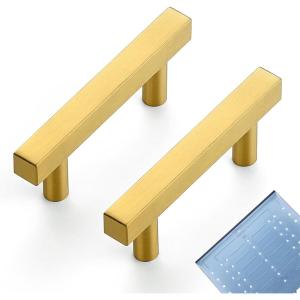 imageRavinte 30 Pack 3 Inch Cabinet Pulls Brushed Nickel Sqaure Kitchen Cabinet Handles Silver Cabinet Hardware Stainless Steel Drawer Pulls 5 Inch Overall Length with Mounting TemplateGold
