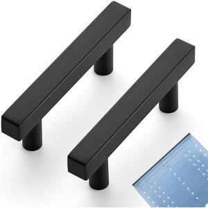 imageRavinte 30 Pack 3 Inch Cabinet Pulls Brushed Nickel Sqaure Kitchen Cabinet Handles Silver Cabinet Hardware Stainless Steel Drawer Pulls 5 Inch Overall Length with Mounting TemplateBlack