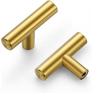image10 Pack 2 inch Cabinet Pulls Matte Black Stainless Steel Kitchen Drawer Pulls Cupboard Handles Cabinet HandlesBrushed Brass