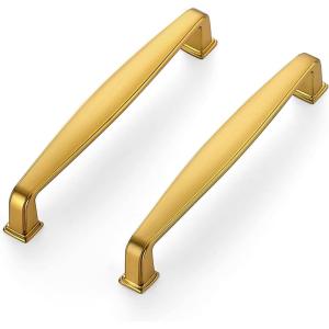 imageRavinte 10 Pack Solid 5 Inch Cabinet Handles Matte Black Pulls for Kitchen Drawers Cabinets Cupboards  Hardware HandlesBrushed Brass