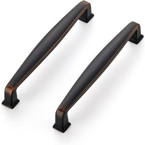 imageRavinte 10 Pack Solid 5 Inch Cabinet Handles Matte Black Pulls for Kitchen Drawers Cabinets Cupboards  Hardware HandlesOil Rubbed Bronze