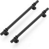 imageRavinte 10 Pack 1012 Inch Cabinet Pulls Kitchen Cupboard Handles with Round Base Matte Black Drawer Pulls Cabinet Handles 1012quot Length8quot Hole Center15