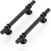 imageRavinte 10 Pack 1012 Inch Cabinet Pulls Kitchen Cupboard Handles with Round Base Matte Black Drawer Pulls Cabinet Handles 1012quot Length8quot Hole Center25