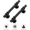 imageRavinte 10 Pack 1012 Inch Cabinet Pulls Kitchen Cupboard Handles with Round Base Matte Black Drawer Pulls Cabinet Handles 1012quot Length8quot Hole Center5