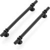 imageRavinte 10 Pack 1012 Inch Cabinet Pulls Kitchen Cupboard Handles with Round Base Matte Black Drawer Pulls Cabinet Handles 1012quot Length8quot Hole Center25