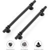 imageRavinte 10 Pack 1012 Inch Cabinet Pulls Kitchen Cupboard Handles with Round Base Matte Black Drawer Pulls Cabinet Handles 1012quot Length8quot Hole Center15