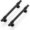 imageRavinte 10 Pack 1012 Inch Cabinet Pulls Kitchen Cupboard Handles with Round Base Matte Black Drawer Pulls Cabinet Handles 1012quot Length8quot Hole Center25
