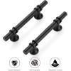 imageRavinte 10 Pack 1012 Inch Cabinet Pulls Kitchen Cupboard Handles with Round Base Matte Black Drawer Pulls Cabinet Handles 1012quot Length8quot Hole Center25