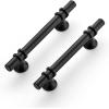 imageRavinte 10 Pack 1012 Inch Cabinet Pulls Kitchen Cupboard Handles with Round Base Matte Black Drawer Pulls Cabinet Handles 1012quot Length8quot Hole Center25
