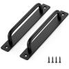 imageRavinte Barn Door Handles 8 Pack Sliding Door Handle 75quot Hole Center Barn Door Handles Black Cabinet Handles Door Pull Handle Zinc Alloy Door Pulls with Plate for Sliding Closet Door Handle8