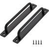 imageRavinte Barn Door Handles 8 Pack Sliding Door Handle 75quot Hole Center Barn Door Handles Black Cabinet Handles Door Pull Handle Zinc Alloy Door Pulls with Plate for Sliding Closet Door Handle8