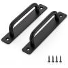 imageRavinte Barn Door Handles 8 Pack Sliding Door Handle 75quot Hole Center Barn Door Handles Black Cabinet Handles Door Pull Handle Zinc Alloy Door Pulls with Plate for Sliding Closet Door Handle2
