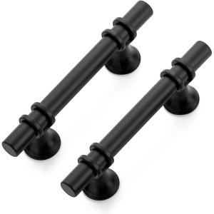 imageRavinte 10 Pack 1012 Inch Cabinet Pulls Kitchen Cupboard Handles with Round Base Matte Black Drawer Pulls Cabinet Handles 1012quot Length8quot Hole Center20