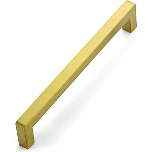 imageRavinte 10 Pack 712 Inch Kitchen Square Cabinet Handles Brushed Brass Pulls Kitchen Cabinet Hardware Handles for Cupboard Drawer PullsBrushed Brass