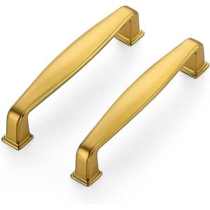 imageRavinte 5 Pack Solid 334 Inch Kitchen Cabinet Handles Brushed Nickel Cabinet Pulls Satin Nickel Drawer Pulls Kitchen Cabinet Hardware Kitchen Handles for Cabinets Cupboard Handles Drawer HandlesBrushed Brass