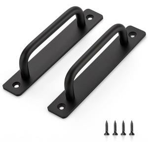 imageRavinte Barn Door Handles 8 Pack Sliding Door Handle 75quot Hole Center Barn Door Handles Black Cabinet Handles Door Pull Handle Zinc Alloy Door Pulls with Plate for Sliding Closet Door Handle4