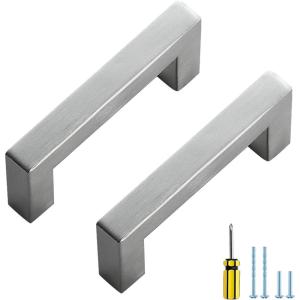 imageRavinte 1 Pack Stainless Steel 845 Inch Cabinet Pulls Brushed Nickel Kitchen Cabinet Handles Square Kitchen Hardware for Cabinet Come with Screwdriver50