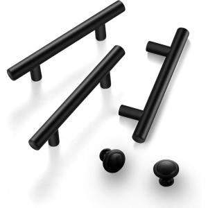 imageRavinte 10 Pcs 6quot Handles25Pcs Round Knobs Kitchen Cabinet Handles Matte Black Cabinet Pulls Black Drawer Pulls Kitchen Cabinet Hardware Kitchen Handles for Cabinets Cupboard Handles Drawer Handles