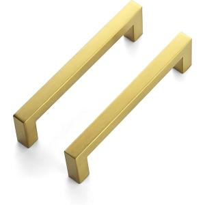 imageRavinte 30 Pack 5 Inch Kitchen Square Cabinet Handles Matte Black Pulls Drawer Hardware for Cabinets CupboardBrushed Brass