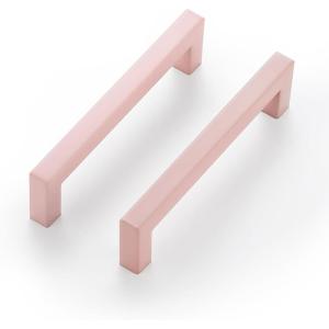imageRavinte 30 Pack 5 Inch Kitchen Square Cabinet Handles Matte Black Pulls Drawer Hardware for Cabinets CupboardPink