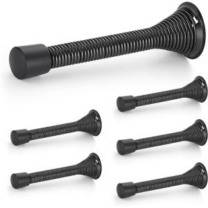 imageRavinte Door Stoppers 12 Pack Spring Door Stops with Rubber Bumper Satin Nickel Door Stoppers for Bottom of DoorBlack