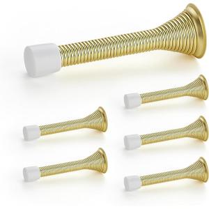 imageRavinte Door Stoppers 12 Pack Spring Door Stops with Rubber Bumper Satin Nickel Door Stoppers for Bottom of DoorGold