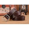 imageMens Genuine Leather Belts with Solid Brass Gold Buckle TopGrain One Piece Leather Dress Casual Belts For MenSilver Buckle S Tan