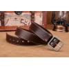 imageMens Genuine Leather Belts with Solid Brass Gold Buckle TopGrain One Piece Leather Dress Casual Belts For MenSilver Buckle S Tan