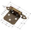 imageRavinte 12 Overlay Cabinet Hinges  30 Pack 15 Pairs Black SemiConcealed Face Mount Hardware  SelfClosing Decorative Kitchen Cupboard Hinges With Door BumpersAntique Brass