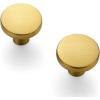 imageRavinte 25 Pack Drawer Pulls 114 Inch Kitchen Cabinet Knobs Solid Round Dresser Drawer Knobs Matte Black Dresser Knobs Drawer Knobs Simple Cabinet Hardware for Cupboard Drawer PullsBrushed Brass