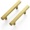 imageRavinte 35 Pack 5 inch Square Cabinet Pulls Matte Black Stainless Steel Kitchen Drawer Pulls Cabinet Handles 5Length 3 Hole CenterBrushed Brass