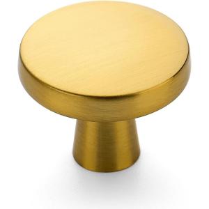 imageRavinte 25 Pack Drawer Pulls 114 Inch Kitchen Cabinet Knobs Solid Round Dresser Drawer Knobs Matte Black Dresser Knobs Drawer Knobs Simple Cabinet Hardware for Cupboard Drawer PullsBrushed Brass