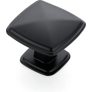 imageRavinte 25 Pack Matte Black Kitchen Cabinet Square Knob Single Hole Cabinet Hardware for Dresser Drawer Pulls and KnobsBlack