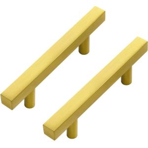 imageRavinte 35 Pack 5 inch Square Cabinet Pulls Matte Black Stainless Steel Kitchen Drawer Pulls Cabinet Handles 5Length 3 Hole CenterBrushed Brass