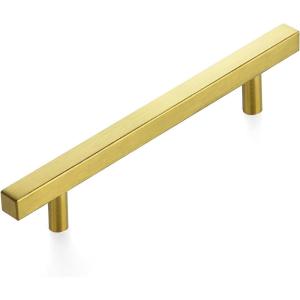 imageRavinte 35 Pack 738 Square Cabinet Pulls Matte Black Stainless Steel Kitchen Drawer Pulls Cabinet Handles 738Length5 Hole CenterBrushed Brass