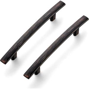 imageRavinte 5 Pack  6 Curved Cabinet Pulls Matte Black Kitchen Drawer Pulls Arch Cabinet Handles 6Length 375 Hole CenterOil Rubbed Bronze
