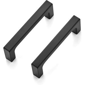 imageRavinte Square Cabinet Handles 10 Pack Solid Kitchen Cabinet Pulls Drawer Pulls Kitchen Cabinet Hardware Flat Handles 3 Inch Matte Black10