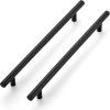 image10 Pack 738 Cabinet Pulls Flat Black Stainless Steel Kitchen Cupboard Handles Cabinet Handles 738Length 5 Hole Center18