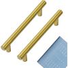 imageRavinte 15 Pack 5 Inch Cabinet Pulls Brushed Brass Stainless Steel Kitchen Drawer Pulls Cabinet Handles with Drill Mounting Template 5Length 3 Hole CenterBrushed Brass