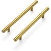 imageRavinte 60 Pack 738quot Cabinet Pulls Matte Black Stainless Steel Kitchen Cupboard Handles Cabinet Handles 738quot Length 5quot Hole CenterBrushed Brass